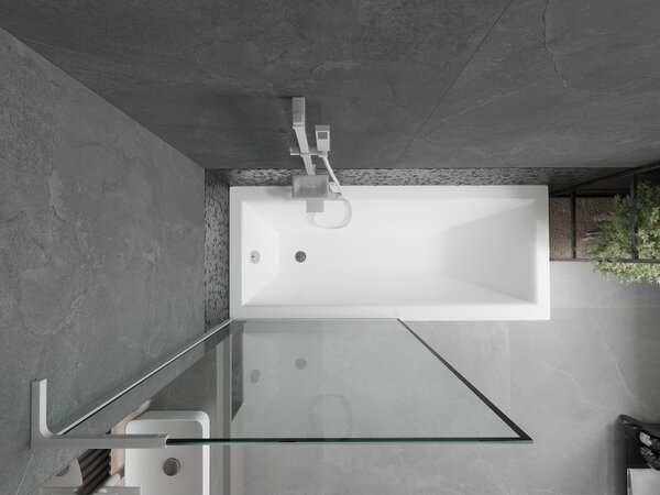 Mexen Next L, paravan de baie cu 1 aripă 90 x 150 cm, model sticlă transparentă de 6 mm, negru, profil alb, 895-090-000-03-70-20