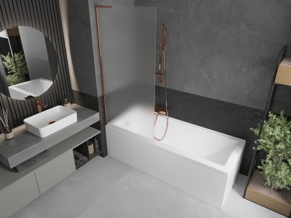 Mexen Next L, paravan de baie cu 1 aripă 80 x 150 cm, sticlă mată 6 mm, profil auriu roz, 895-080-000-03-30-60