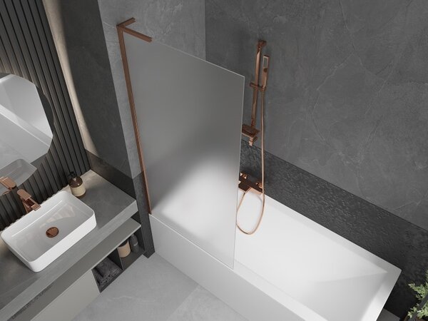 Mexen Next L, paravan de baie cu 1 aripă 80 x 150 cm, sticlă mată 6 mm, profil auriu roz, 895-080-000-03-30-60