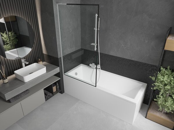 Mexen Next L, paravan de baie cu 1 aripă 90 x 150 cm, model sticlă transparentă de 6 mm, negru, profil alb, 895-090-000-03-70-20