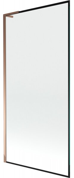 Mexen Next L, paravan de baie cu 1 aripă 90 x 150 cm, model sticlă transparentă-negru de 6 mm, profil auriu roz, 895-090-000-03-70-60