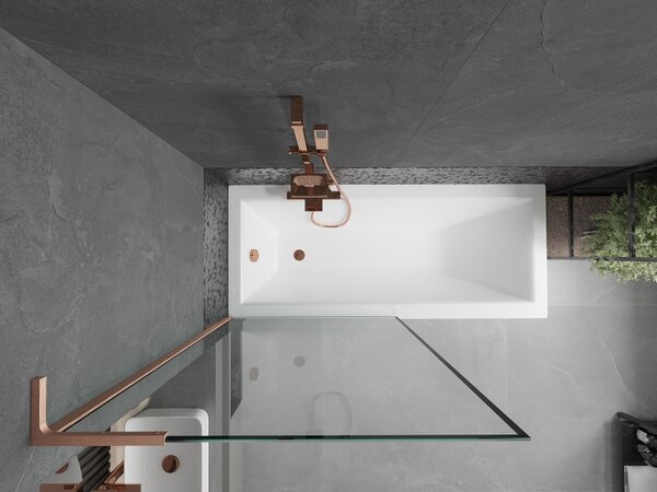 Mexen Next L, paravan de baie cu 1 aripă 90 x 150 cm, model sticlă transparentă-negru de 6 mm, profil cupru, 895-090-000-03-70-65