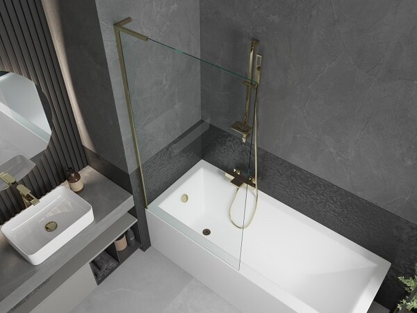 Mexen Next L, paravan de baie cu 1 aripă 90 x 150 cm, sticlă transparentă de 6 mm, profil auriu lucios, 895-090-000-03-00-50