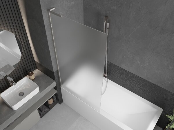 Mexen Next L, paravan de baie cu 1 aripă 90 x 150 cm, sticlă mată 6 mm, sticlă transparentă 6 mm, profil din oțel periat, 895-090-000-03-30-97