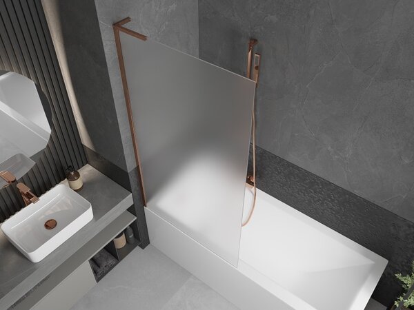 Mexen Next L, paravan de baie cu 1 aripă 90 x 150 cm, sticlă mată 6 mm, profil auriu roz, 895-090-000-03-30-60