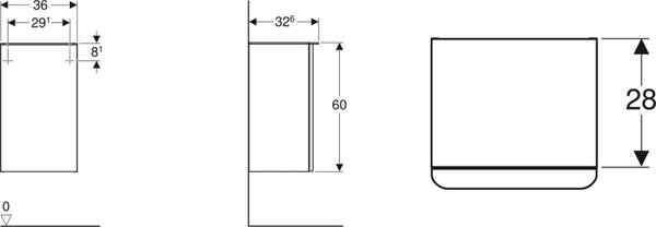 Geberit Smyle Square dulap 36x32.6x60 cm laterala pe perete gri 500.360.JL.1