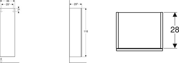 Geberit Smyle Square dulap 36x29.9x118 cm laterala pe perete alb 500.361.00.1