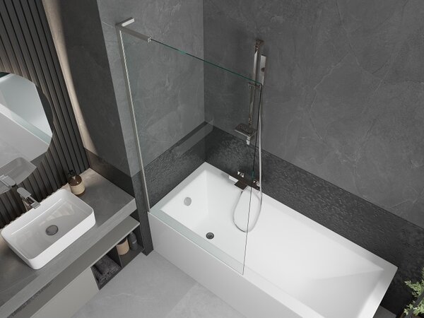 Mexen Next L, paravan de baie cu 1 aripă 90 x 150 cm, transparent, sticlă transparentă de 6 mm, profil din oțel periat, 895-090-000-03-00-97