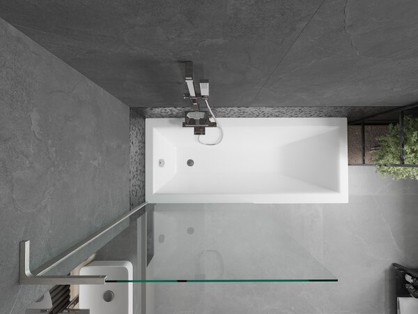Mexen Next L, paravan de baie cu 1 aripă 90 x 150 cm, transparent, sticlă transparentă de 6 mm, profil din oțel periat, 895-090-000-03-00-97