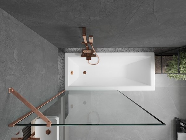 Mexen Next, paravan de baie cu 1 aripă 100 x 150 cm, sticlă transparentă de 6 mm - model negru, cupru mat, 895-100-000-00-70-65