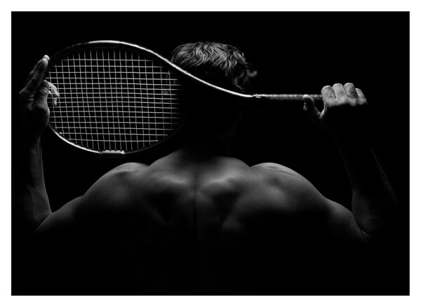 Tablou pe sticlă - Jucătorul de tenis (70x50 cm)