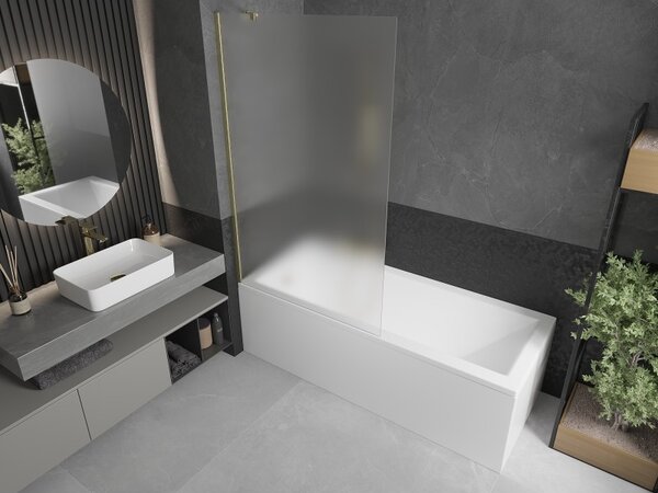 Mexen Next, paravan de baie cu 1 aripă 100 x 150 cm, sticlă mată 6 mm, auriu mat, 895-100-000-00-30-55