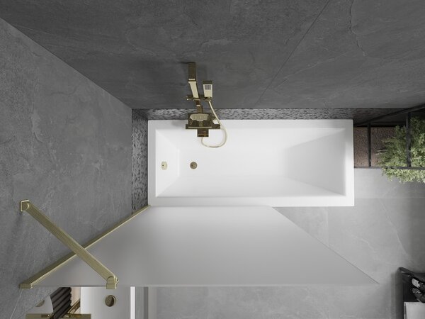 Mexen Next, paravan de baie cu 1 aripă 100 x 150 cm, sticlă mată 6 mm, auriu mat, 895-100-000-00-30-55