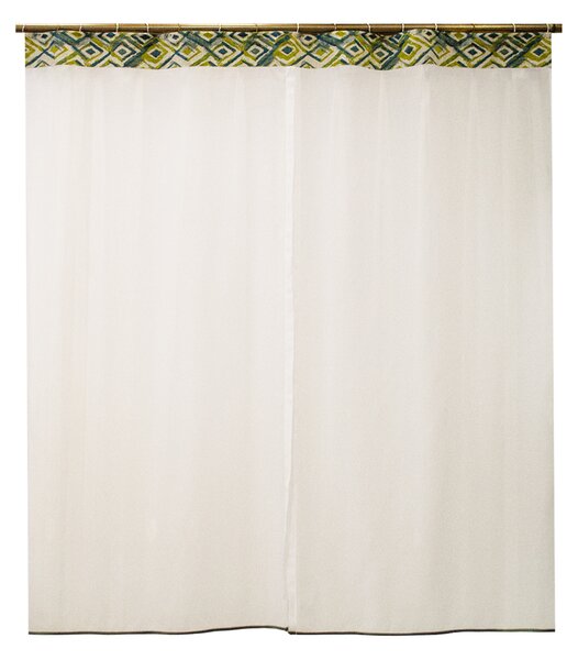 Perdea Velaria bamboo alb si romburi verzi, 160x155 cm