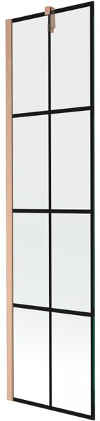 Mexen Next, paravan de baie cu 1 aripă 50 x 150 cm, sticlă transparentă de 6 mm - model negru, cupru mat, 895-050-000-00-70-77