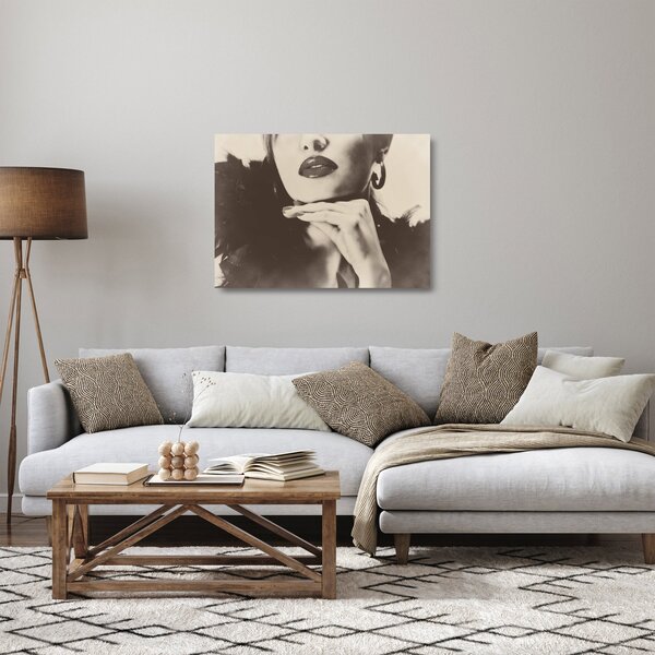 Tablou pe sticlă - Vintage, poza unei femei (70x50 cm)