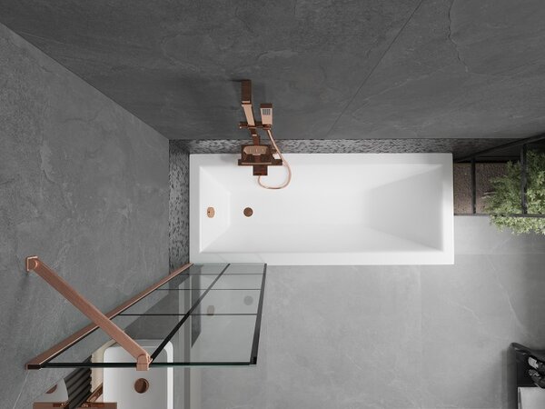 Mexen Next, paravan de baie cu 1 aripă 50 x 150 cm, sticlă transparentă de 6 mm - model negru, cupru mat, 895-050-000-00-70-77