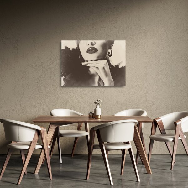 Tablou pe sticlă - Vintage, poza unei femei (70x50 cm)