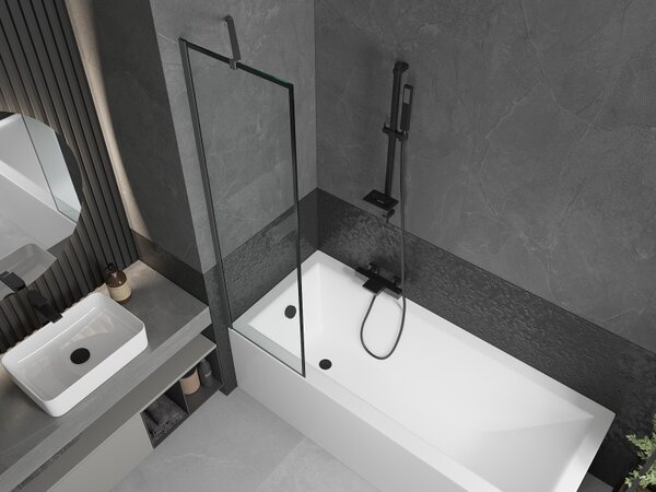 Mexen Next, paravan de baie cu 1 aripă 50 x 150 cm, sticlă transparentă de 6 mm - model negru, grafit, 895-050-000-00-70-95