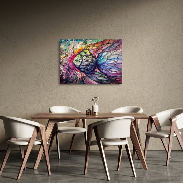 Tablou pe sticlă - Peștișorul colorat (70x50 cm)
