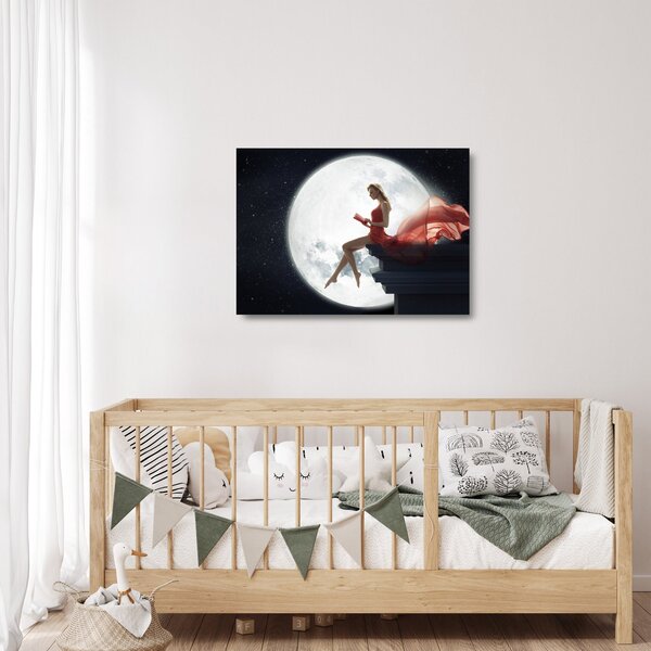 Tablou pe sticlă - Femeia sub clar de lună (70x50 cm)