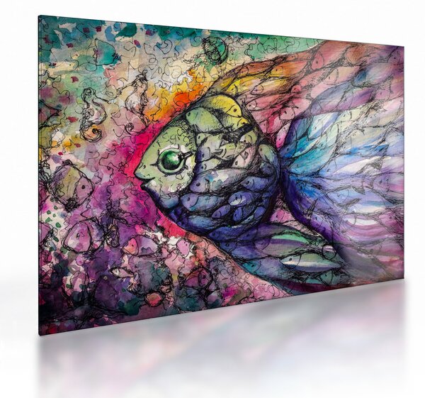 Tablou pe sticlă - Peștișorul colorat (70x50 cm)