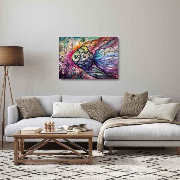 Tablou pe sticlă - Peștișorul colorat (70x50 cm)