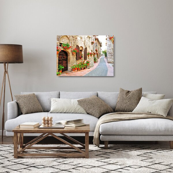 Tablou pe sticlă - Alee pitorească italiană (70x50 cm)