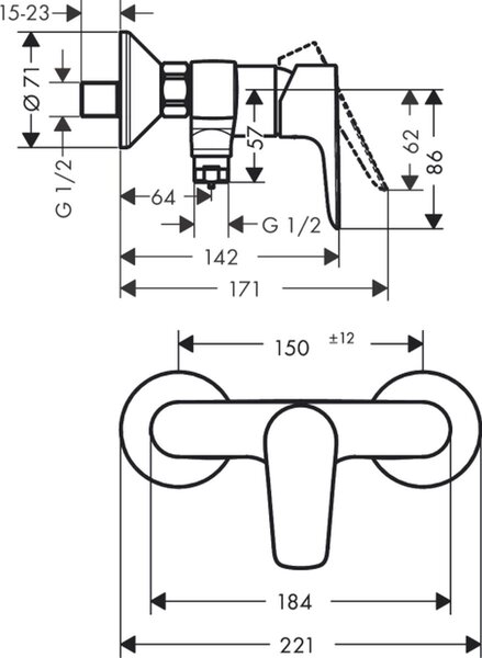 Hansgrohe Talis E baterie de duș perete || 71760140