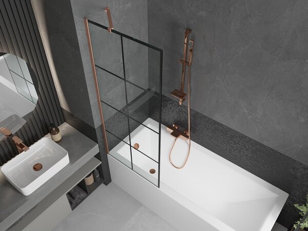 Mexen Next, paravan de baie cu 1 aripă 70 x 150 cm, sticlă transparentă de 6 mm - model negru, cupru mat, 895-070-000-00-70-77