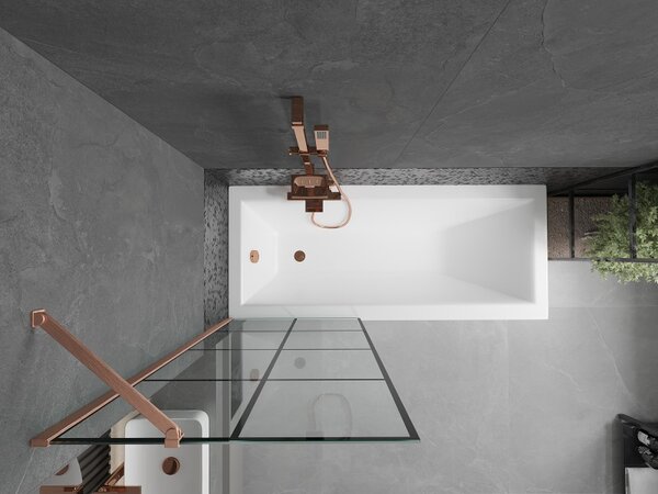 Mexen Next, paravan de baie cu 1 aripă 70 x 150 cm, sticlă transparentă de 6 mm - model negru, cupru mat, 895-070-000-00-70-77