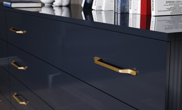 Maner metalic pentru mobilier, stil contemporan, model FLAVIO, distanta dintre gauri: 160 mm, finisaj alama periata
