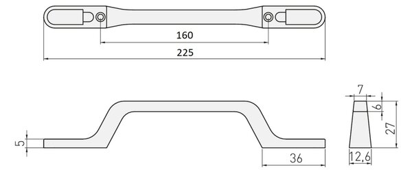 Maner metalic pentru mobilier, stil contemporan, model FLAVIO, distanta dintre gauri: 160 mm, finisaj alama periata