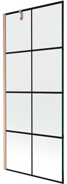 Mexen Next, paravan de baie cu 1 aripă 80 x 150 cm, sticlă transparentă de 6 mm - model negru, cupru mat, 895-080-000-00-70-77