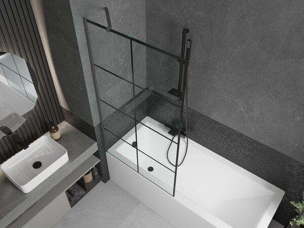 Mexen Next, paravan de baie cu 1 aripă 90 x 150 cm, sticlă transparentă de 6 mm - model negru, grafit, 895-090-000-00-77-95