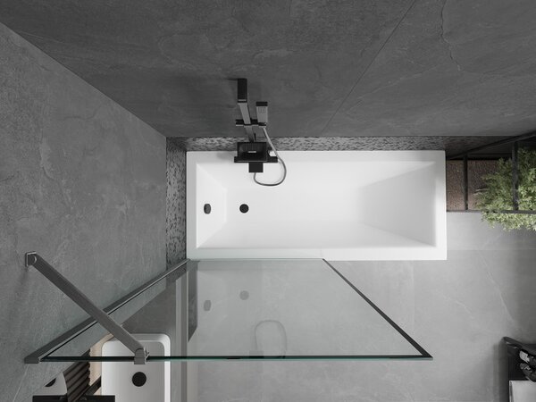 Mexen Next, paravan de baie cu 1 aripă 90 x 150 cm, sticlă transparentă de 6 mm - model negru, grafit periat, 895-090-000-00-70-66