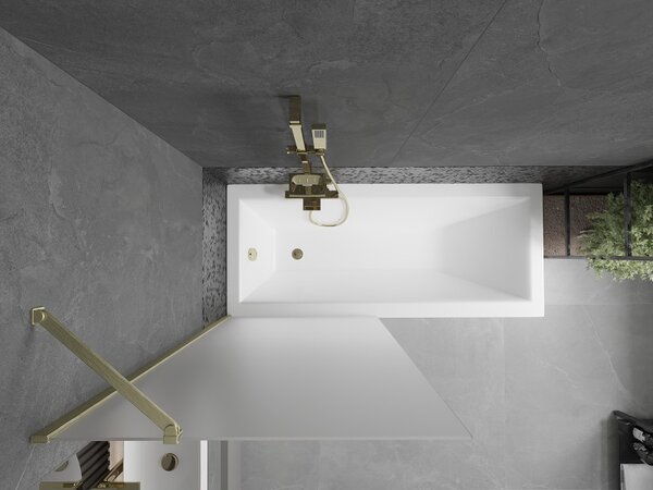 Mexen Next, paravan de baie cu 1 aripă 80 x 150 cm, sticlă mată 6 mm, auriu mat, 895-080-000-00-30-55