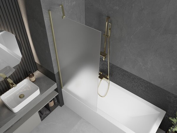 Mexen Next, paravan de baie cu 1 aripă 80 x 150 cm, sticlă mată 6 mm, auriu mat, 895-080-000-00-30-55