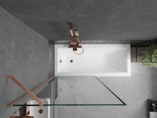 Mexen Next, paravan de baie cu 1 aripă 90 x 150 cm, sticlă transparentă de 6 mm - model negru, cupru mat, 895-090-000-00-70-65