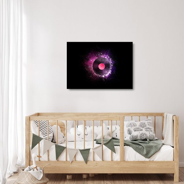 Tablou pe sticlă - Disc de vinil roz-violet (70x50 cm)