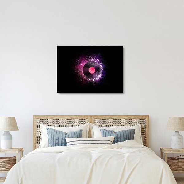 Tablou pe sticlă - Disc de vinil roz-violet (70x50 cm)