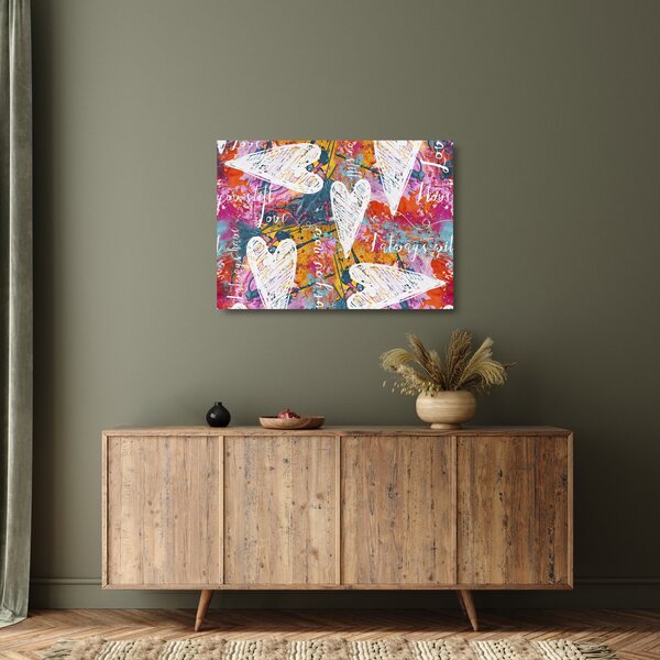Tablou pe sticlă - Inima pe un fundal abstract (70x50 cm)