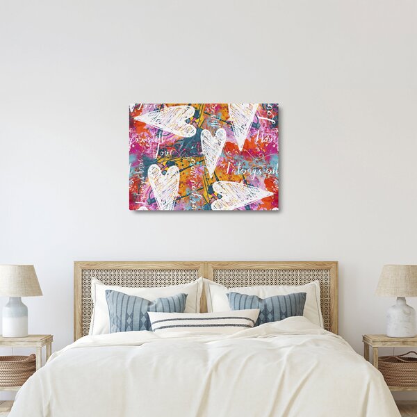 Tablou pe sticlă - Inima pe un fundal abstract (70x50 cm)