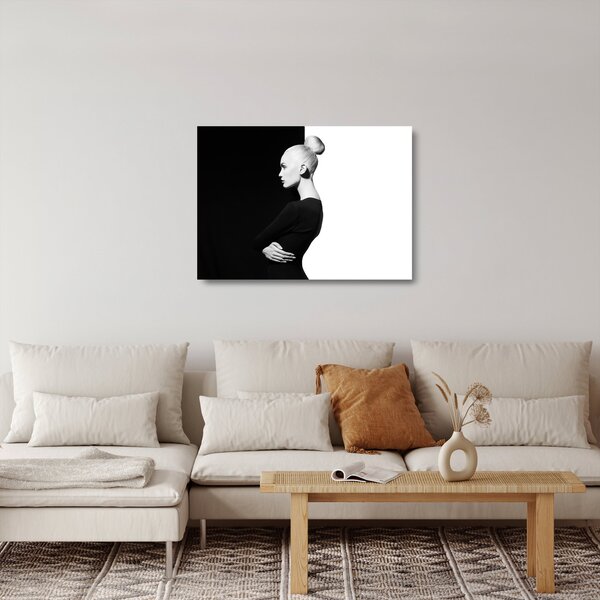 Tablou pe sticlă - O femeie à la yin și yang (70x50 cm)