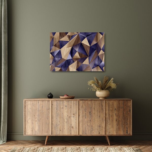 Tablou pe sticlă - 3D triunghiuri de lemn (70x50 cm)