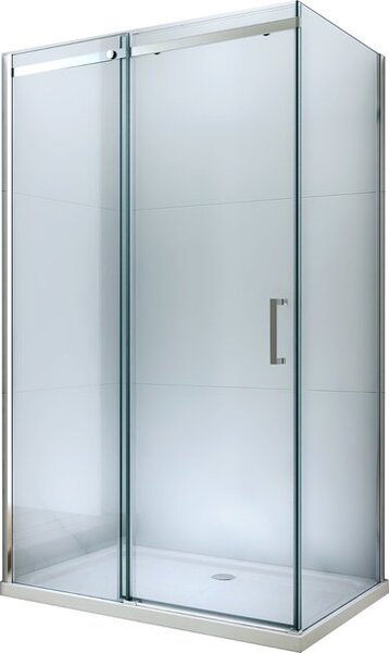 Mexen Omega, cabină de duș cu 3 pereți cu ușă glisantă 160 (uşă) x 90 (perete) cm, sticlă transparentă de 8 mm, profil cromat, 825-160-090-01-00-3S