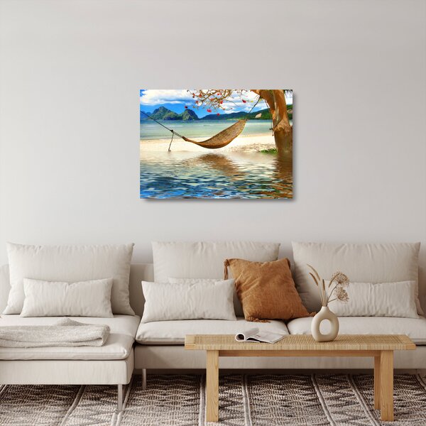 Tablou pe sticlă - Relax la plajă (70x50 cm)