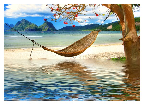 Tablou pe sticlă - Relax la plajă (70x50 cm)