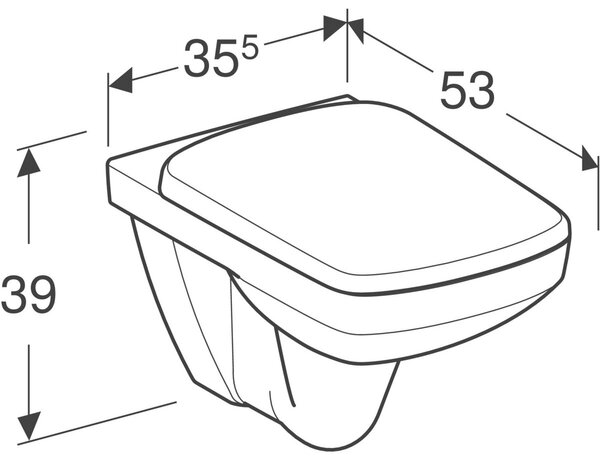 Geberit Selnova Square vas wc cu capac soft-close agăţat fără margine alb 501.961.00.1