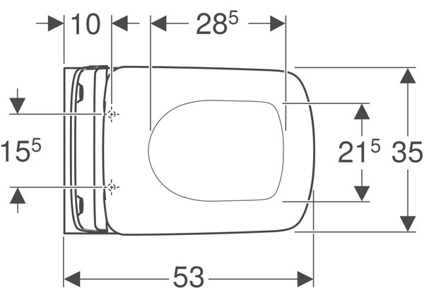 Geberit Selnova Square vas wc cu capac soft-close agăţat fără margine alb 501.961.00.1